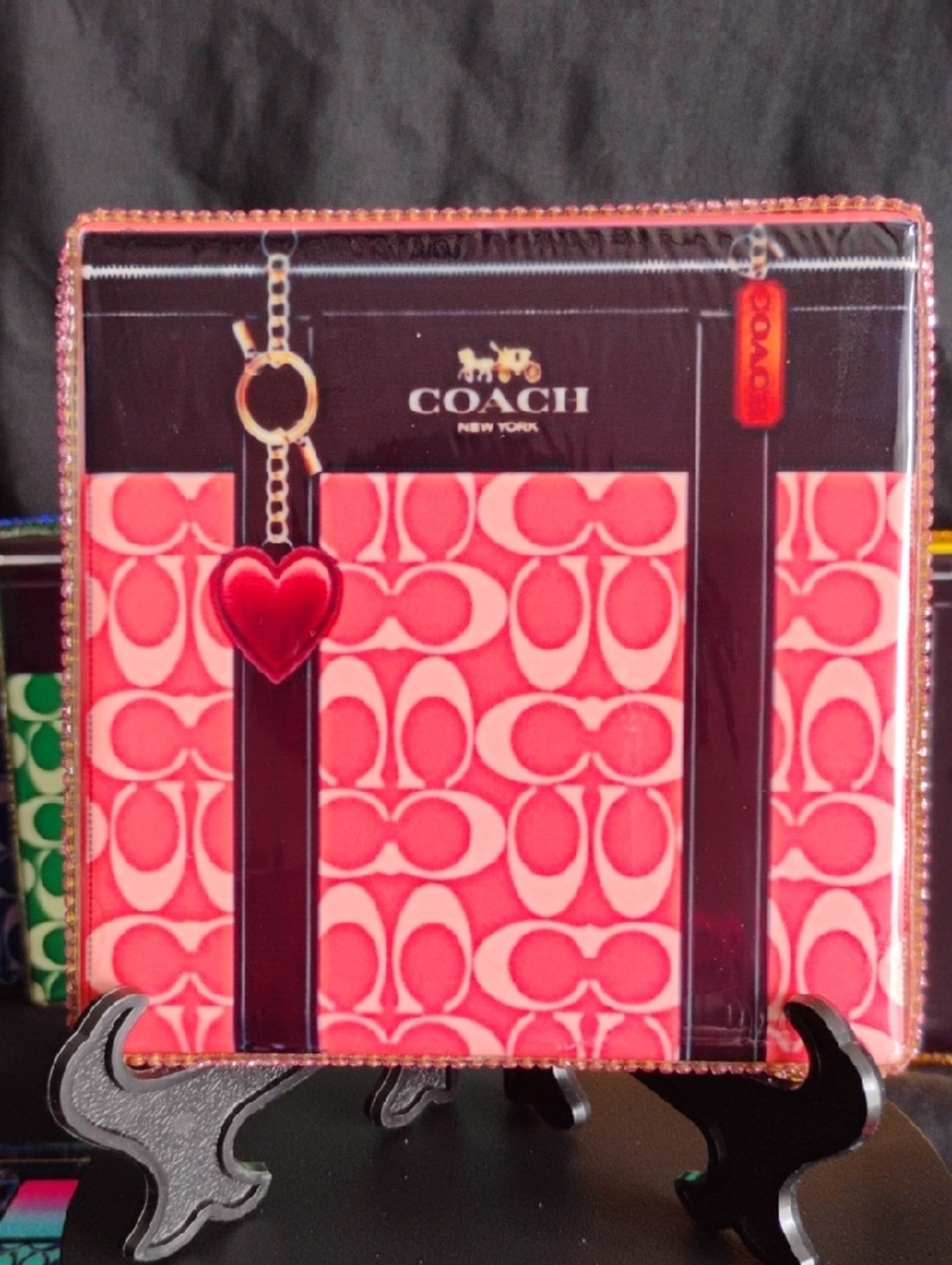 Coach Pink Signature with Heart Charm Art